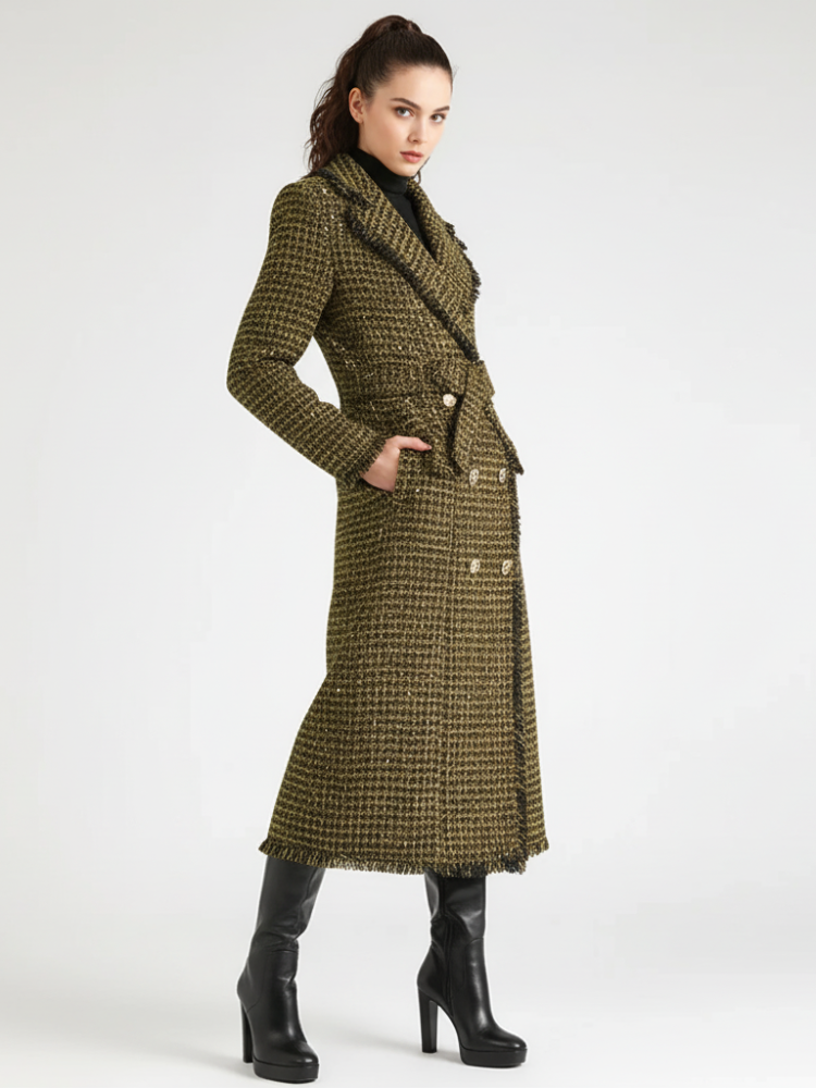 Golden Plaid Trench Coat, Upper East Side | Women - BYMANYC ® New York