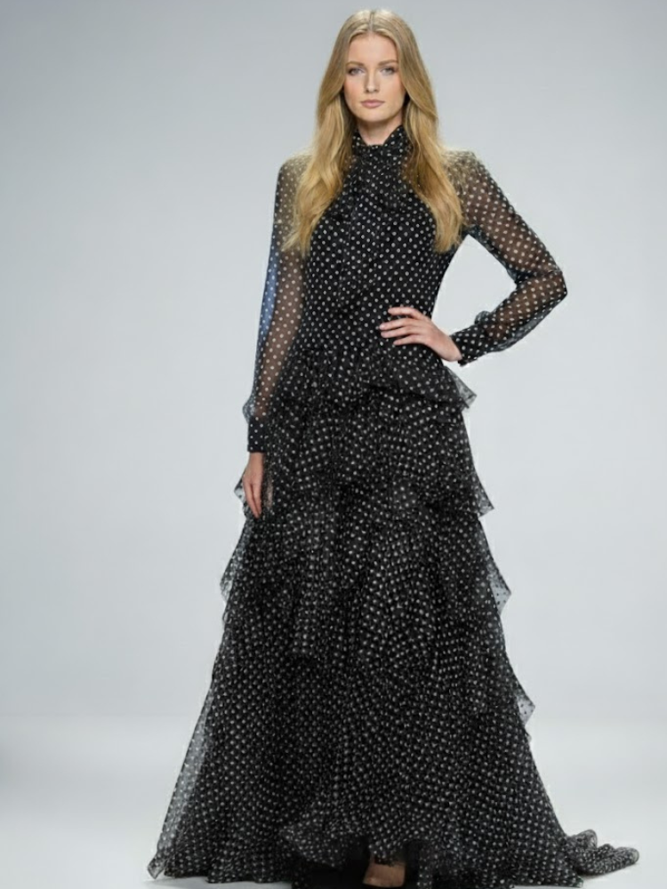 Black Floral Long Gala Dress SOHO: Prêt-à-Porter Line BYMANYC ® New York