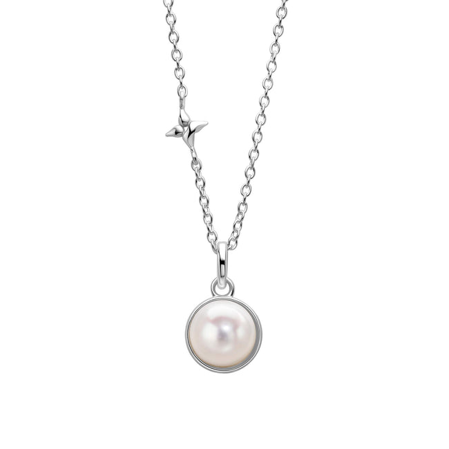 Laura Ashley Silver Hartley Check Mabe Pearl Necklace