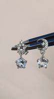 Sky Blue Topaz Star Moon Dangle Earrings Stud 925 Sterling Silver In Rhodium Pl