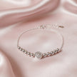 Sparkling Zircon Charm Bead  Ball's  Chain Bracelet 925 Sterling Silver In Pouch