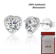 Total 1.0 Ctw VVS1 Lab Grown Heart Moissanite 18K White Gold Plated Silver Earrings Stud