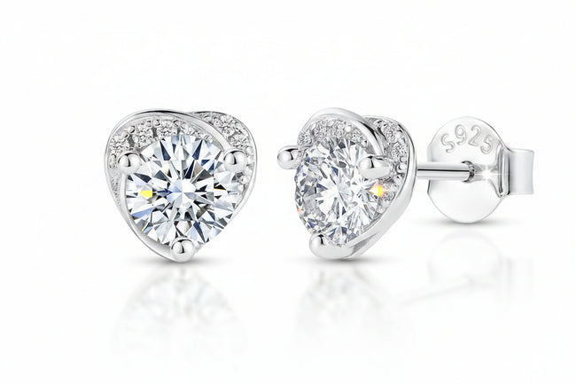 Lab Created Simulated Excellent Diamonds VVS1 18K White Gold P Earrings Stud