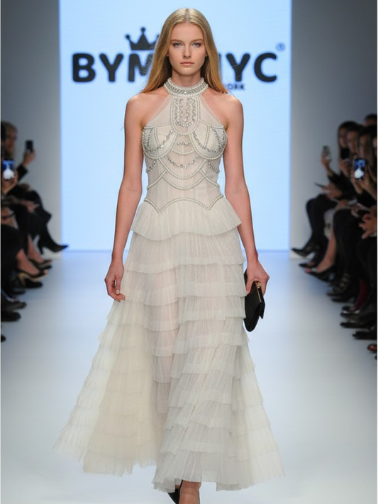 Off-White Pearl Gala Dress GOVERNORS ISLAND: Prêt-à-Porter Line BYMANYC ® New York