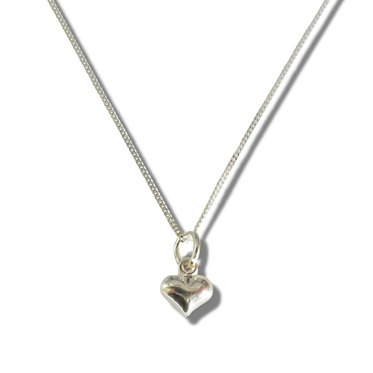 Girls Mini Puff Heart Pendant and Sterling Silver Necklace in Gift Box