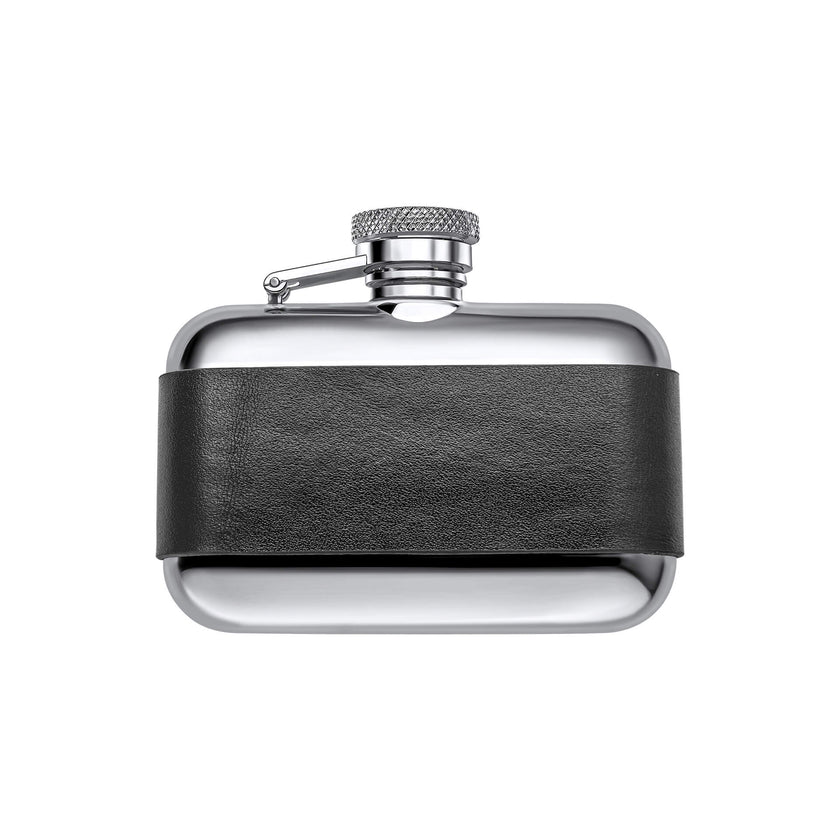 Fred Bennett Black Leather 3oz Hip Flask-0