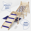 Apollo Climbing Set: Pikler Triangle, Net, Arch, Slide Board, and Cushion