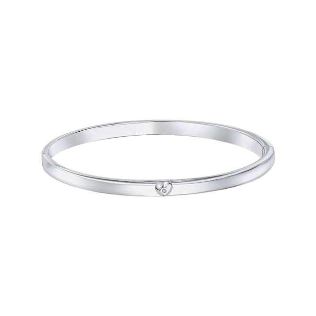 D For Diamond Heart Motif Hinged Maiden Bangle with Diamond-0