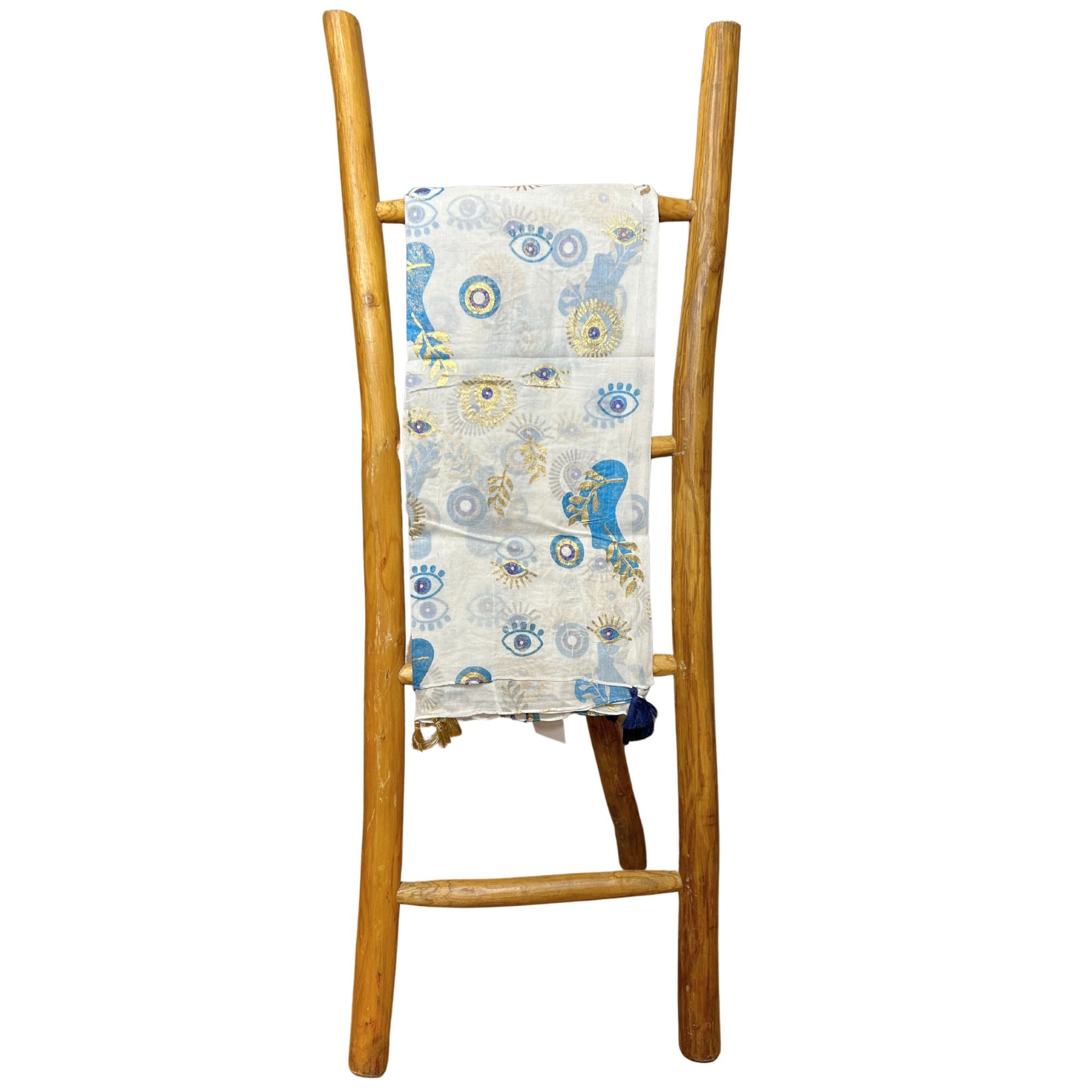 Nomad Sari Pareo – White, Blue & Gold Evil Eye Print 180/110