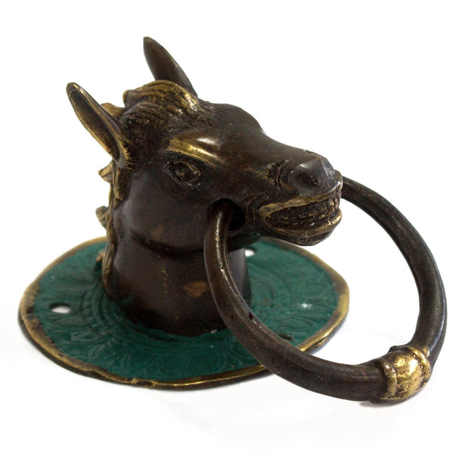 Antique Style Art Deco Brass Door Knocker - Horses Head