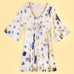 Nomad Sari Evil Eye Dress – White, Blue & Gold – Size L/XL