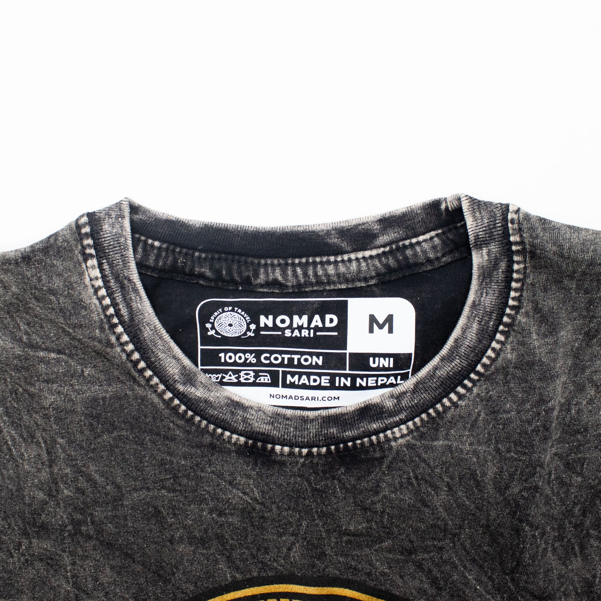 Nomad Sari Stonewashed Cotton T-Shirt - Rebel - Charcoal - Large