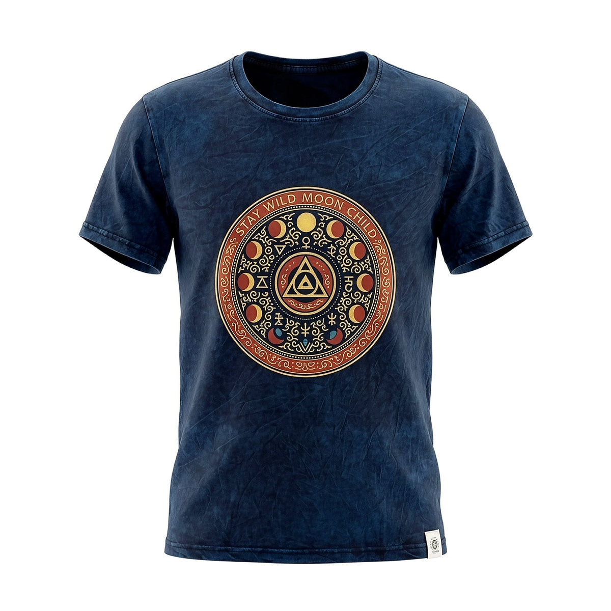 Nomad Sari Stonewashed Cotton T-Shirt - Stay Wild Moon Child - Blue - Small