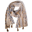 Nomad Sari Summer Marbella Print Scarf - Coffee with Gold  (180x50cm)