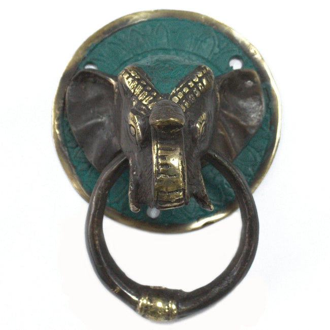Antique Style Art Deco Brass Door Knocker - Elephants Head