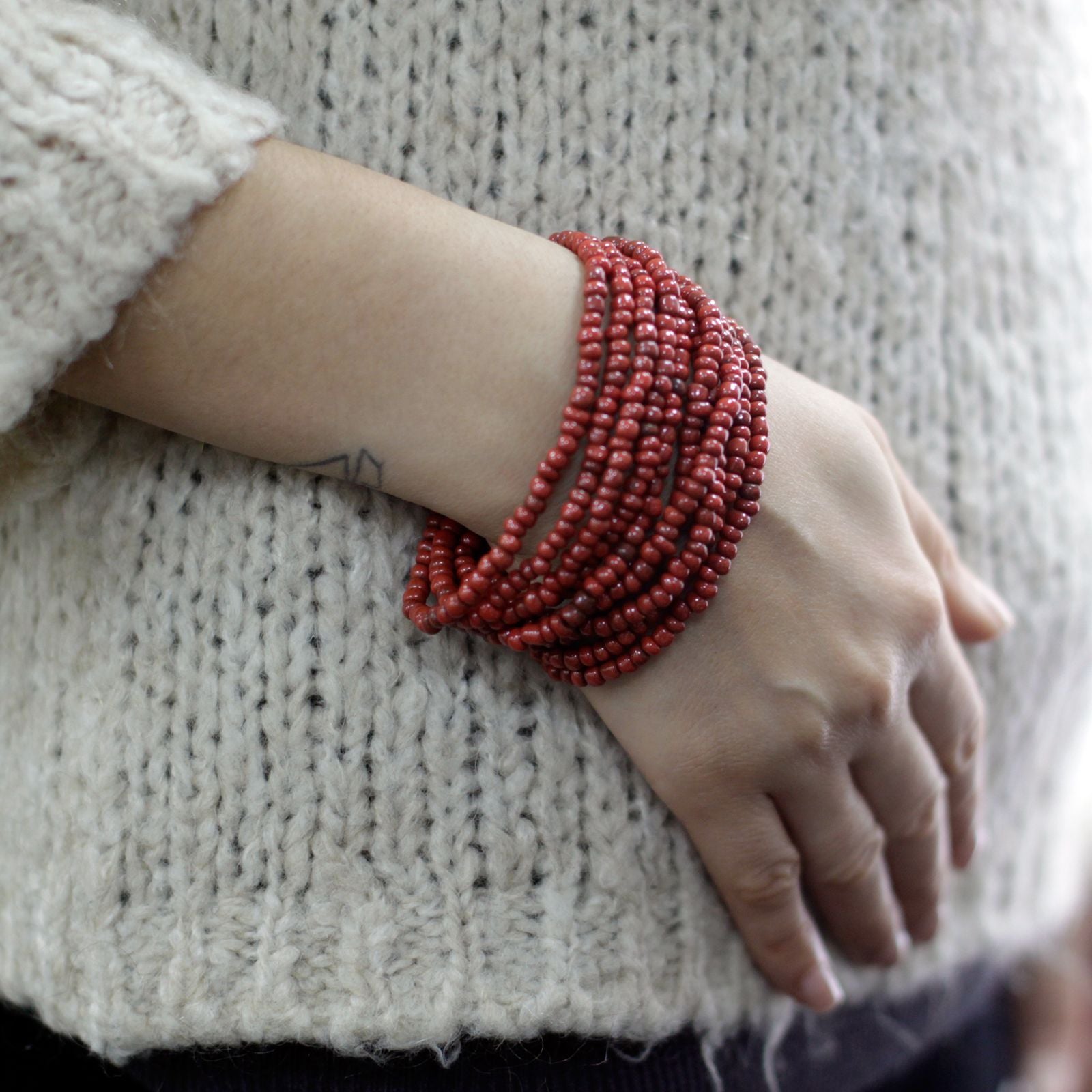 Multi-Bead Bohemian Bangle Wooden Clasp - Assorted Colours