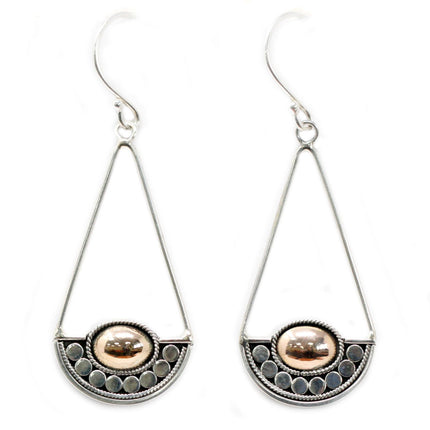 Silver 925  & 18 K Gold Earring - Luna Balance Bali Jewellery