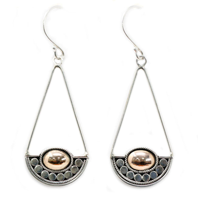 Silver 925  & 18 K Gold Earring - Luna Balance Bali Jewellery