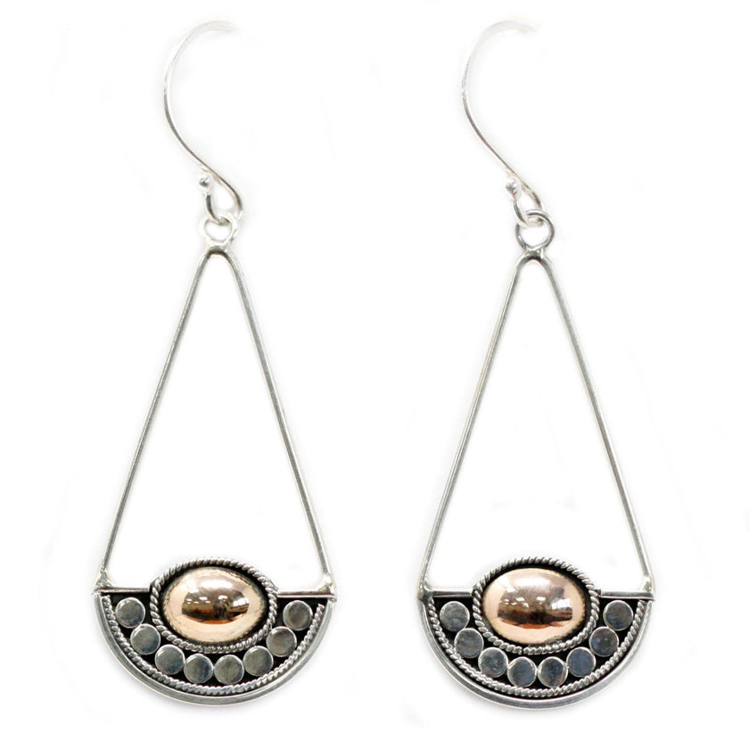 Silver 925  & 18 K Gold Earring - Luna Balance Bali Jewellery