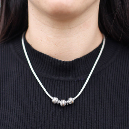 Authentic 925 Silver&18 K Gold Chain Ball Bead Necklace Bali Jewellery