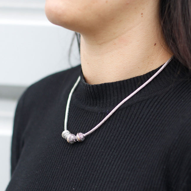 Silver &18 K Gold Necklace Tri - Bali Jewellery