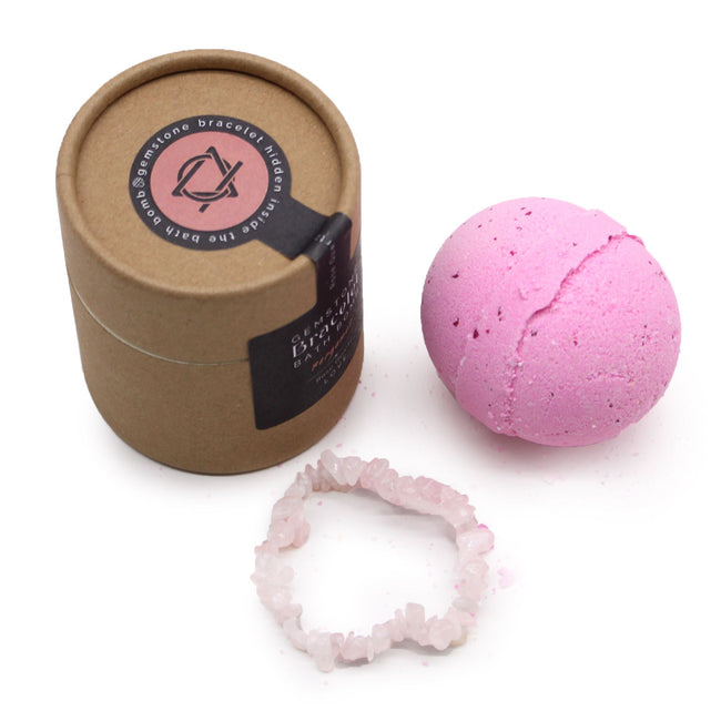 Rose Quartz Gem Bracelet Bath Bomb Relaxing Set [ Free UK Delivery]