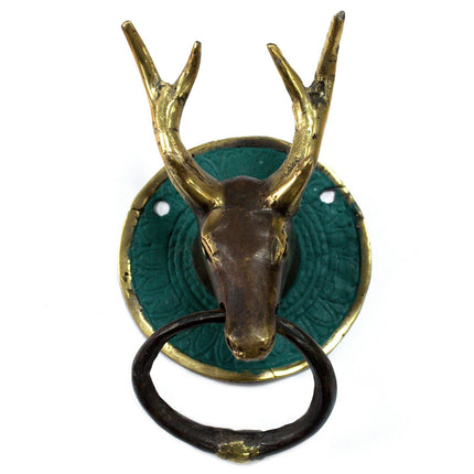 Antique Style Art Deco Brass Door Knocker - Stags Head