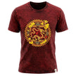 Nomad Sari Stonewashed Cotton T-Shirt - Dragon Mandala - Maroon - XL