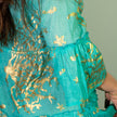Nomad Sari Turquoise & Gold Coral Print Dress (M/L)