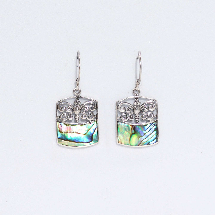 Shell & 925 Silver Earrings - Dragonfly - Abalone
