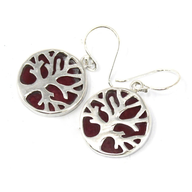 Tree of Life 925 Silver Earrings 15mm - Coral Effect [UK delivery only]