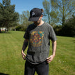 Nomad Sari Stonewashed Cotton T-Shirt - Compass of Life - Charcoal - Large