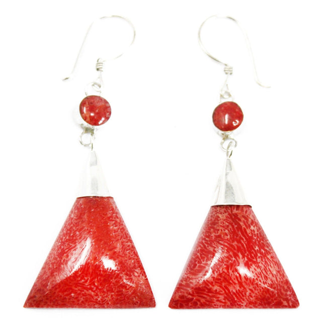 925 Silver Earrings - Triangle Double Drop [UK delivery]