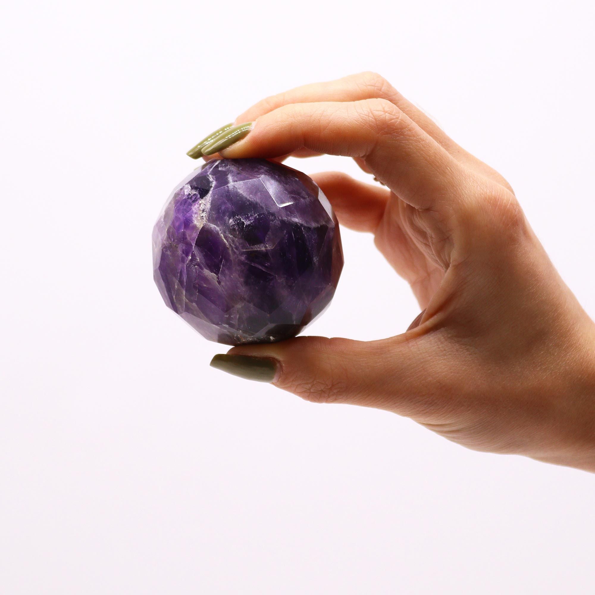 Gemstone Faceted Healing Ball & Stand - Amethyst for Gift