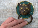 Antique Style Art Deco Brass Door Knocker - Cats Head