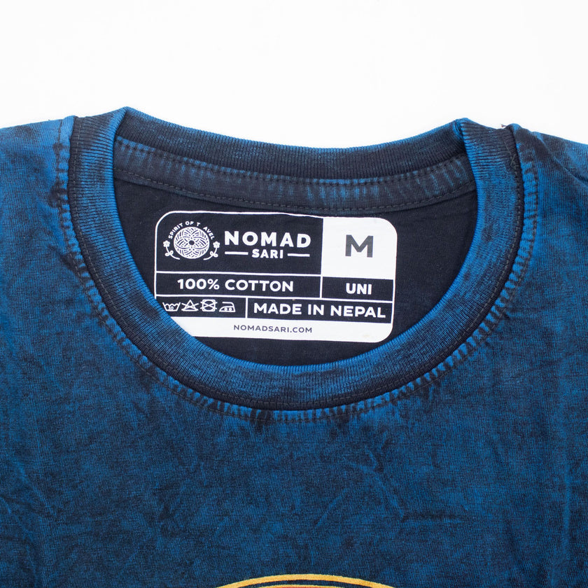Nomad Sari Stonewashed Cotton T-Shirt - Stay Wild Moon Child - Blue - Medium