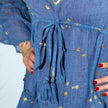Nomad Sari Sea Blue & Gold Fish Print Dress (M/L)