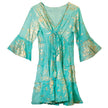 Nomad Sari Turquoise & Gold Coral Print Dress (M/L)
