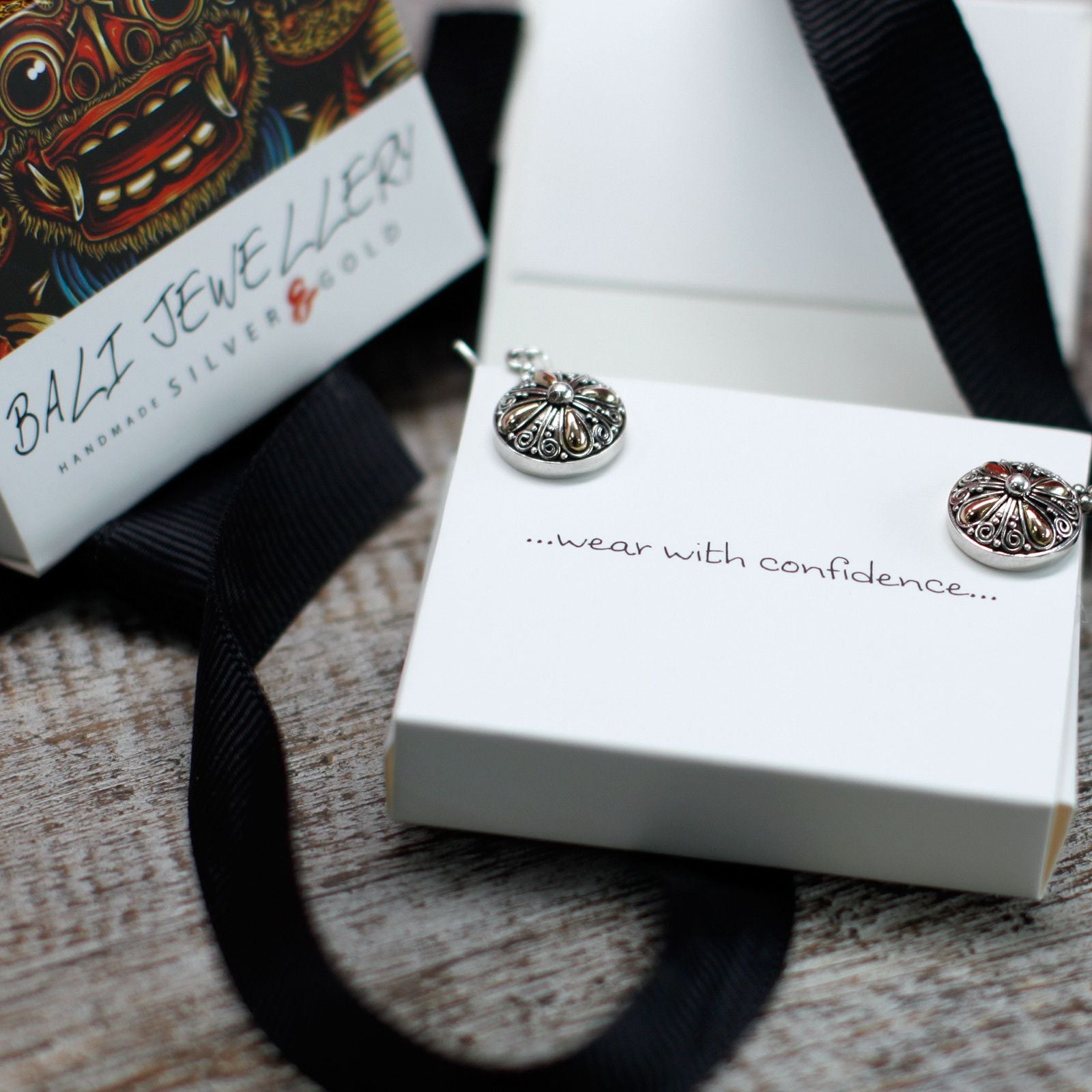 Silver 925  & 18 K Gold Earring - Luna Balance Bali Jewellery