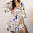 Nomad Sari Evil Eye Dress – White, Blue & Gold – Size L/XL