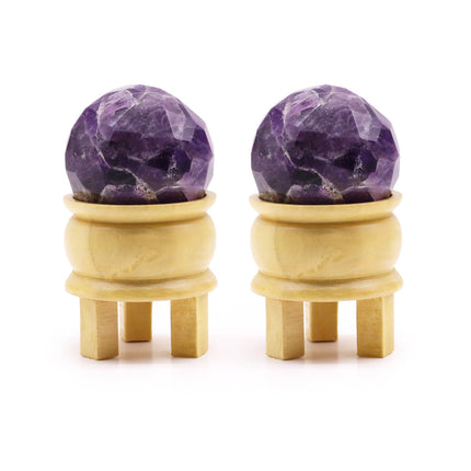 Gemstone Faceted Healing Ball & Stand - Amethyst for Gift