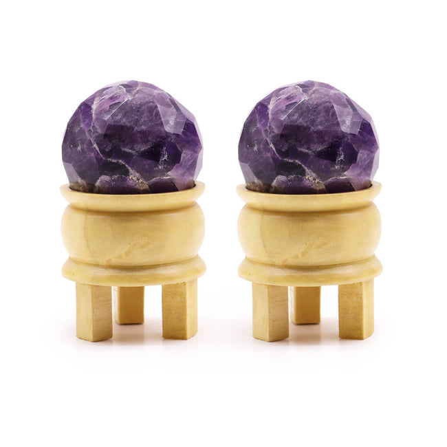 Gemstone Faceted Healing Ball & Stand - Amethyst for Gift