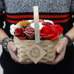 Large Pink Bouquet in Wicker Basket Soap Flower's