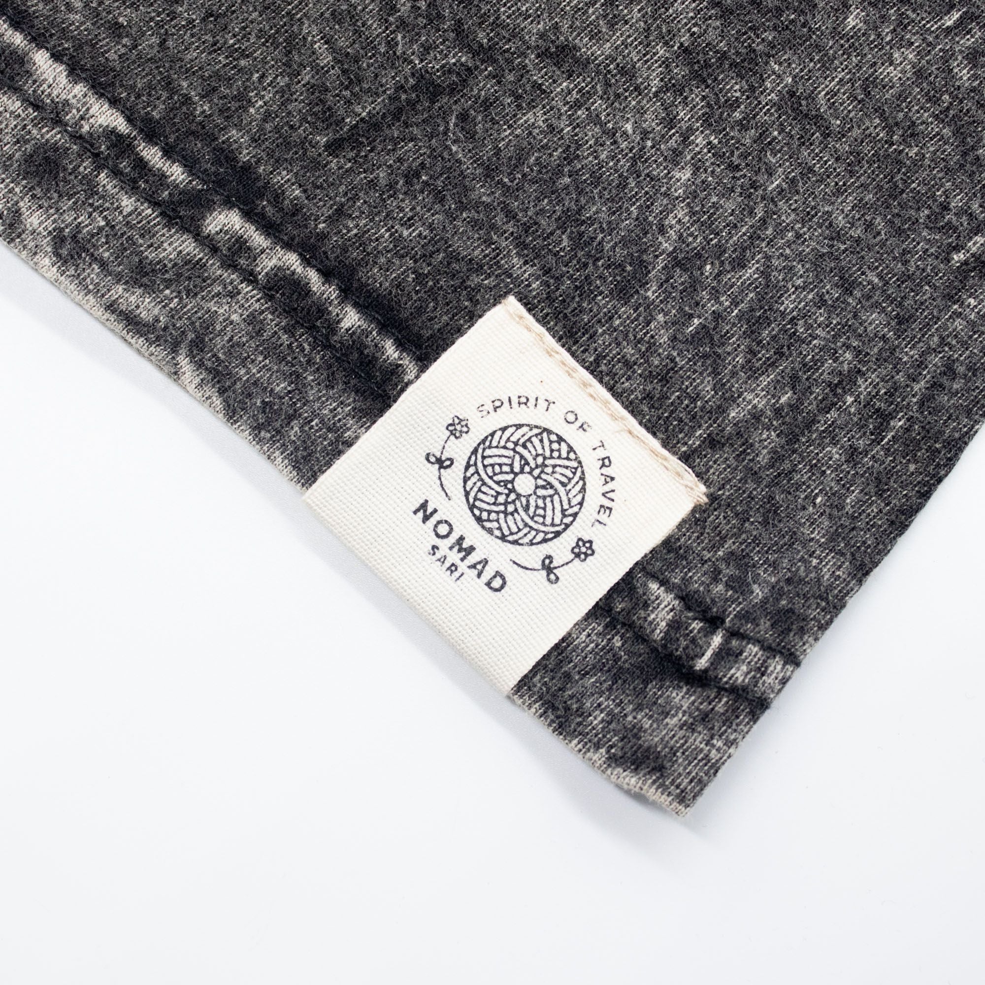 Nomad Sari Stonewashed Cotton T-Shirt - Compass of Life - Charcoal - Large