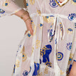 Nomad Sari Evil Eye Dress – White, Blue & Gold – Size L/XL