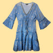Nomad Sari Sea Blue & Gold Fish Print Dress (M/L)