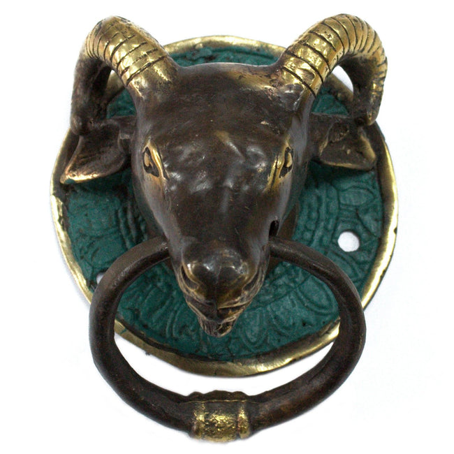 Antique Style Art Deco Brass Door Knocker - Rams Head