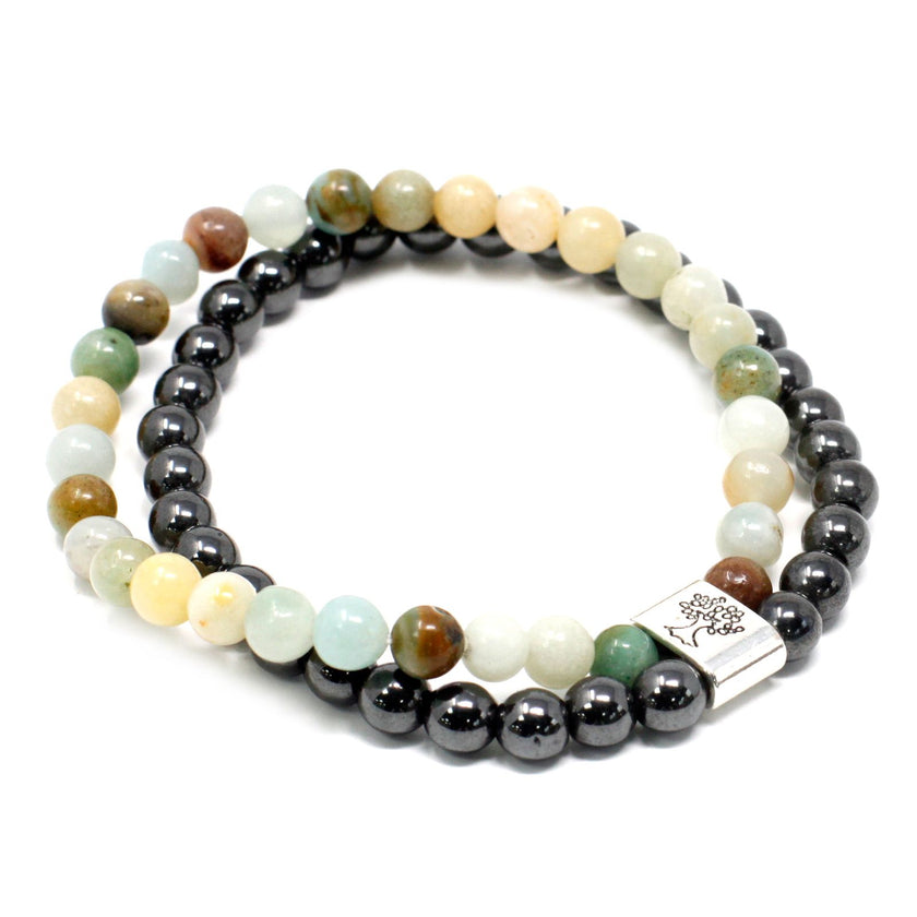 Magnetic Gemstone Double Bracelet - Amazonite [UK delivery]