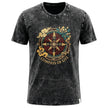 Nomad Sari Stonewashed Cotton T-Shirt - Compass of Life - Charcoal - XL