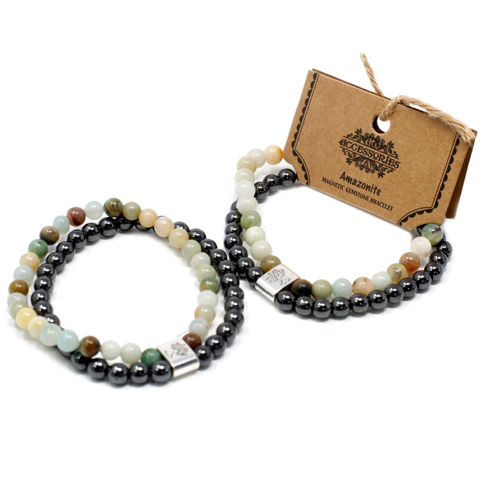 Magnetic Gemstone Double Bracelet - Amazonite [UK delivery]